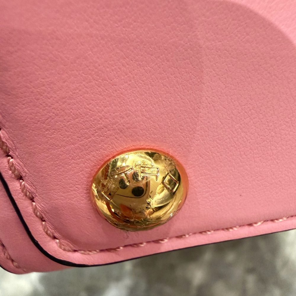 Etro Pink Leather Shoulder Bag with Gold-Tone Trim - Picture 7 of 15
